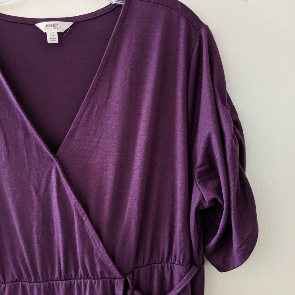 Terra & Sky | Plus Dress | Faux Wrap | Purple | OX